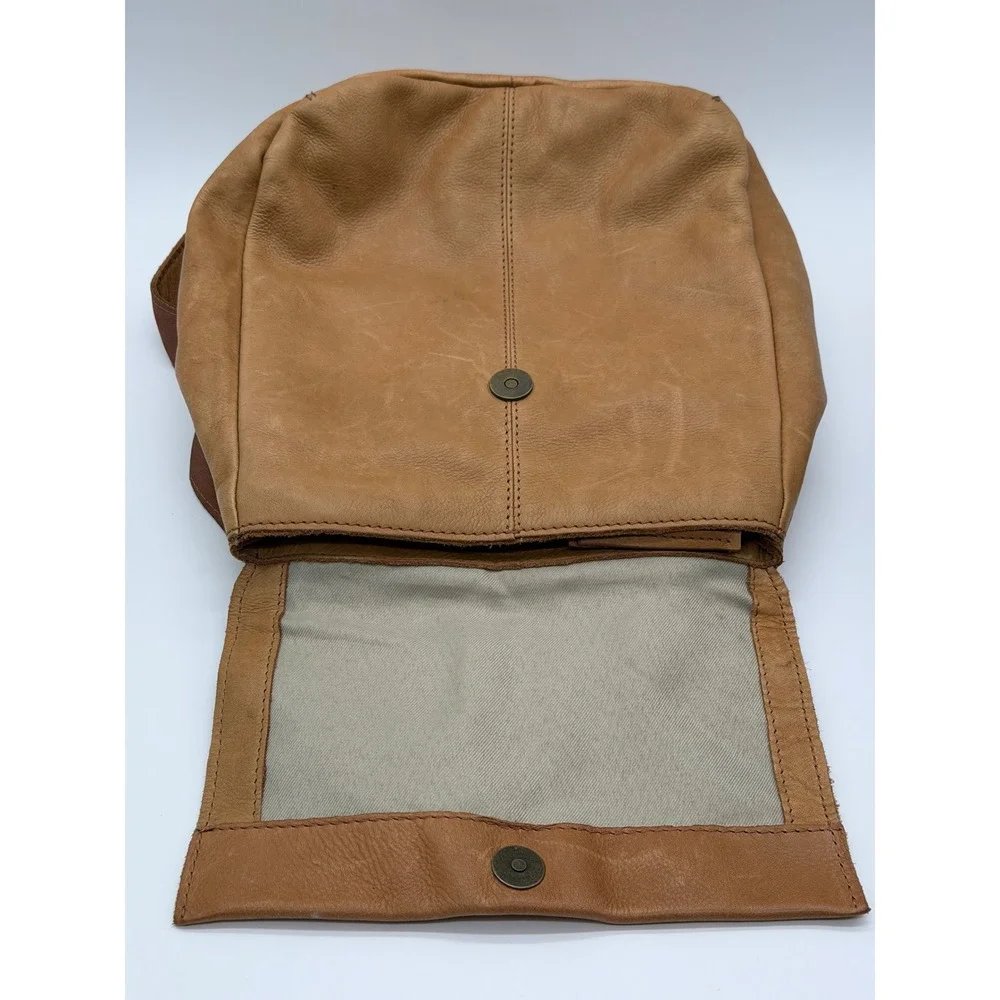 American Leather Co Honey Tan Genuine Leather Flap Backpack Handbag Bag 12x10x4